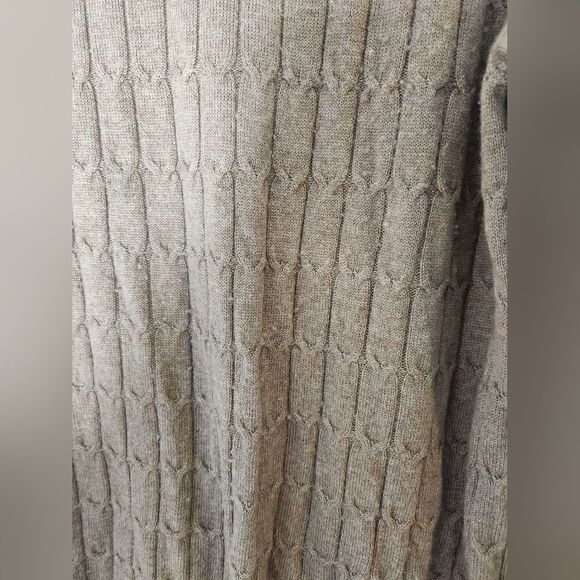 Impermeable L Tan Cable Knitted Lngslv MERINO WOOL SILK CASHMERE Men's Sweater - Picture 3 of 8